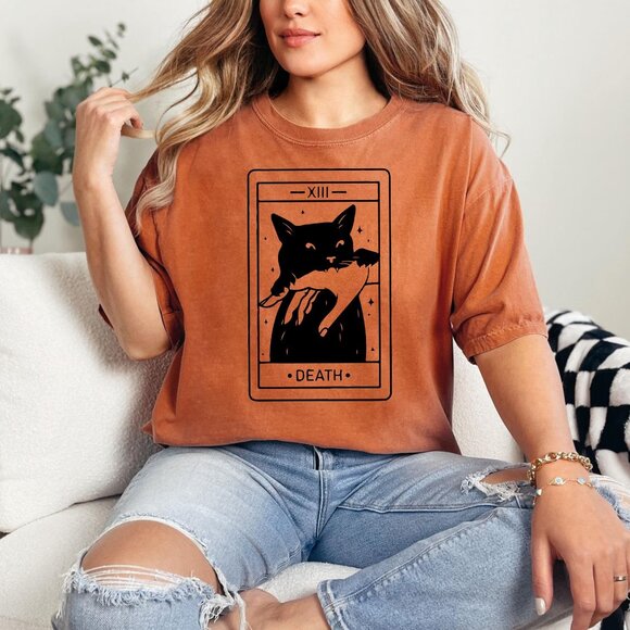 Comfort Colors Tops - Tarot Card Black Cat Shirt